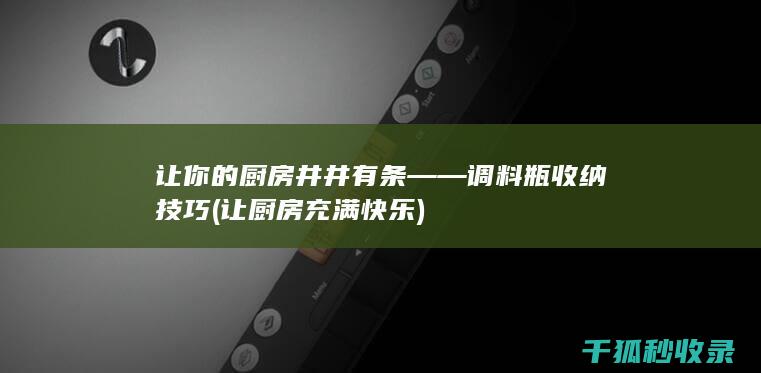 让你的厨房井井有条——调料瓶收纳技巧 (让厨房充满快乐)